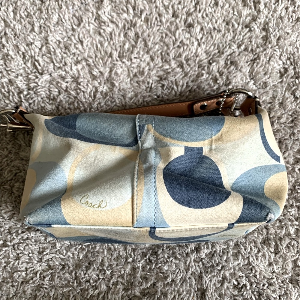 Blue and cream coach mini purse